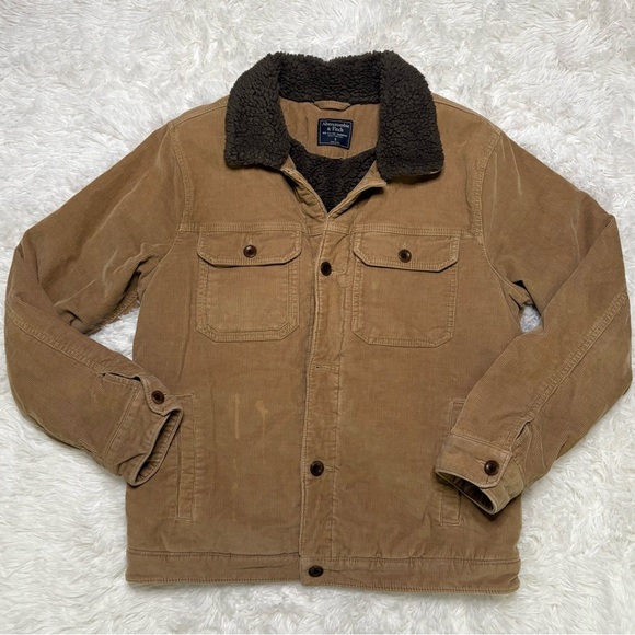 Abercrombie & Fitch Jackets & Blazers - Abercrombie & Fitch Tan Sherpa Lined Corduroy Button Down Jacket Women’s Sz Sm